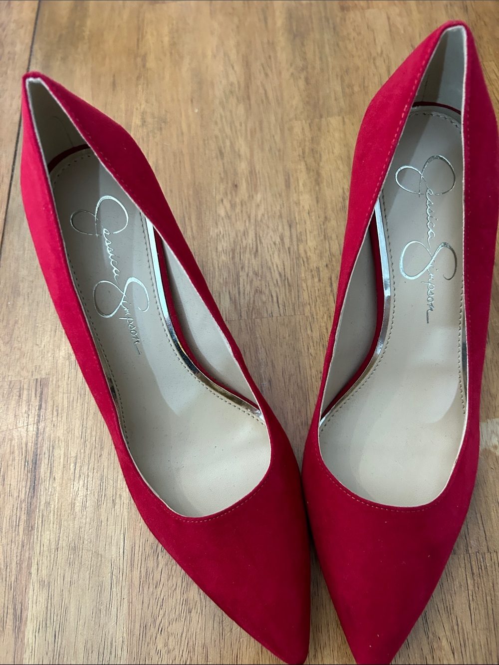 Jessica Simpson Vibrant Red Suede Pointed-Toe Pumps size 8